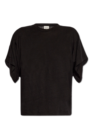 Tシャツ・カットソー Toteme T-shirts Black Gathered cotton jersey T-shirt in black - Toteme | Mytheresa